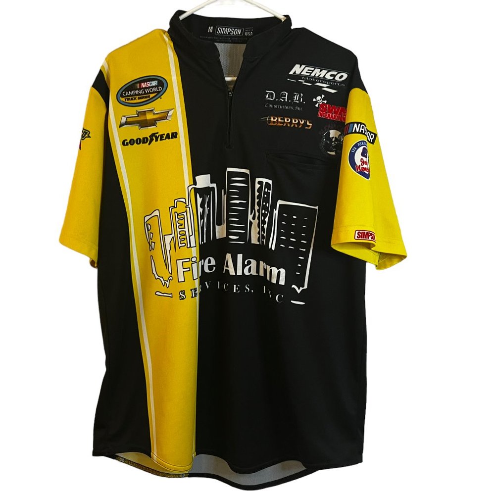 NEMCO Motorsports Chevrolet Fire Alarm Services Mens Pit Crew Shirt Size Medium